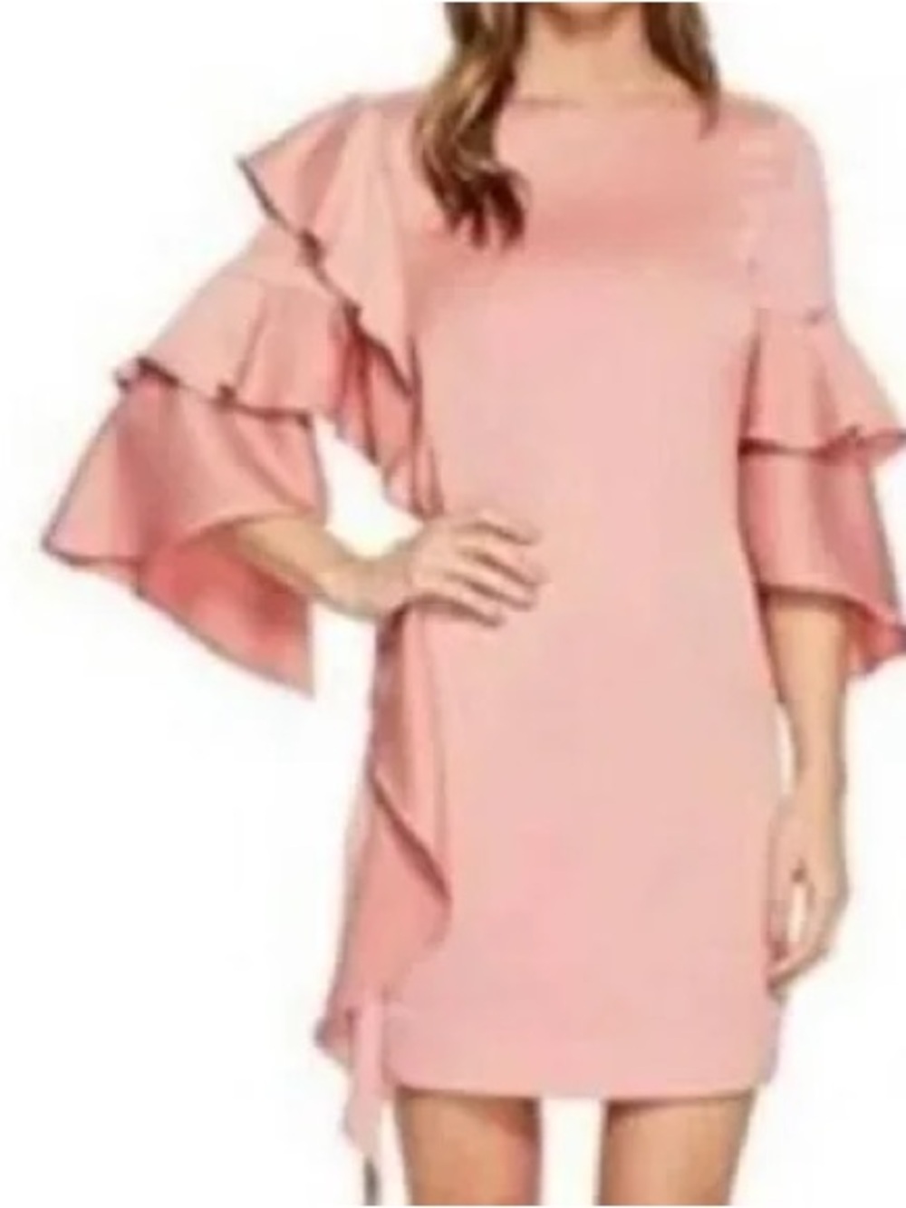 Ted Baker Soft Pink Ruffle-Sleeve Mini Dress - Picture 8 of 8